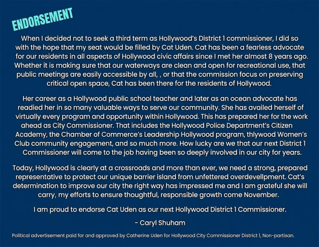 caryl endorses cat uden